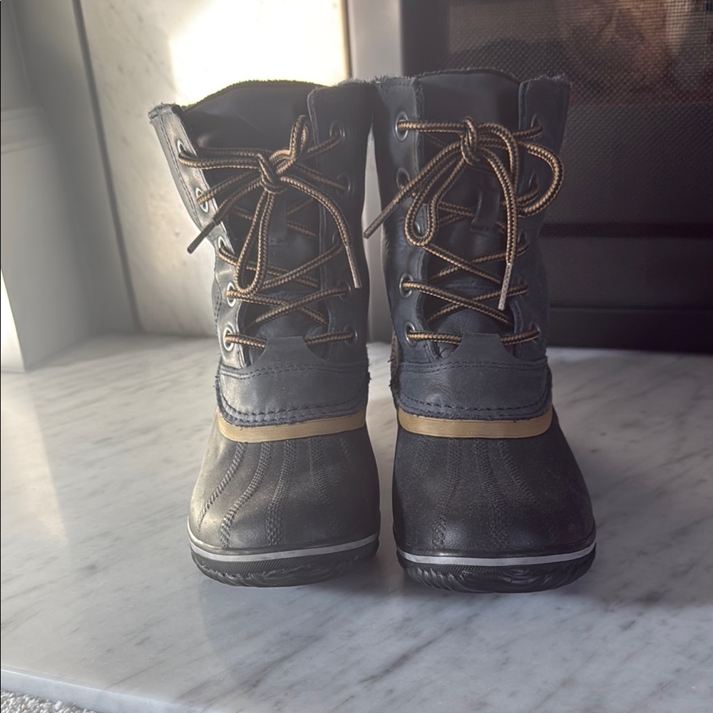 Black and Tan Lace-Up Boots